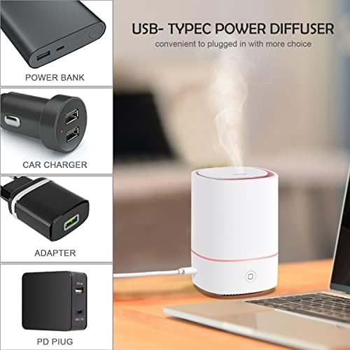 Essential Oil Diffusers for Home with USB Cord, 150ml Aroma Humidifier for Office, Water Shortage Protection, 7 Color LED Lights White Scent Mist Dorm Room Essentials Aromatherapy Ultrasonic - Image 2
