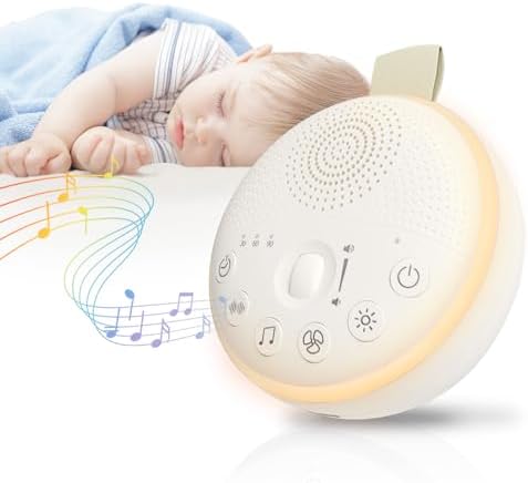 HuBDIC HubiCare White Noise Machine, Portable Sound Machine with 21 Soothing Sleep Sounds, Long-Lasting Battery, Gentle LED Mood Light, Travel-Friendly Sleep Aid for Newborns, Children by HuBDIC