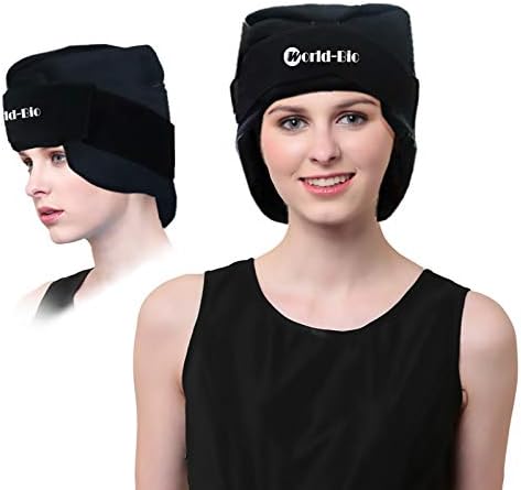 WORLD-BIO Migraine Relief Cap with Reusable Gel Ice Packs, Soothing Headache Relief Cap for for Tension and Stress,Wearable Long Lasting Cold Cooling Head Wrap for Headaches & Chemotherapy by WORLD-BIO
