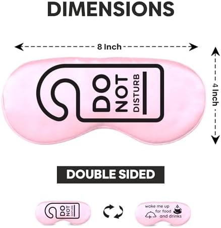 VITYA Pink Do Not Disturb/Wake Me Up Double-Sided Silk Sleep Mask for Women/Men | Sleep Mask Light Blocking | Soft Breathable Sleep Eye Mask for Traveling on Airplane | Eye Mask with Elastic Strap - Image 2