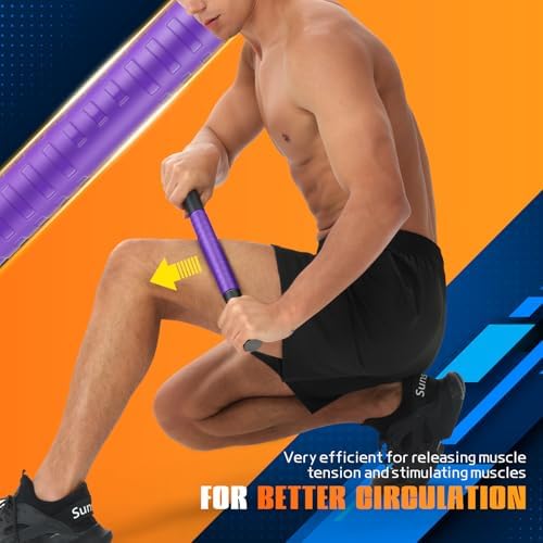 Muscle Roller Stick,17" Massage Roller for Muscle Deep Tissue Purple - Image 3