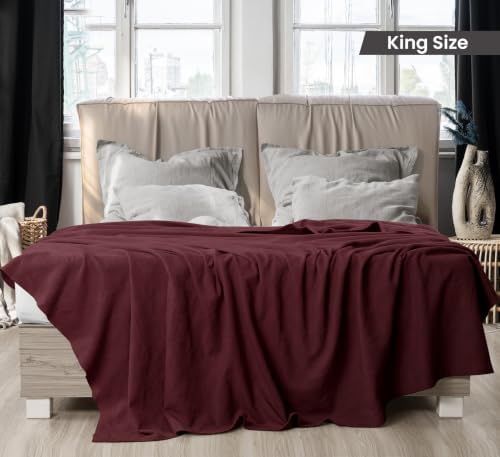 Utopia Bedding 100% Cotton Thermal Blanket Burgundy King, 90x108 Inches - Image 2
