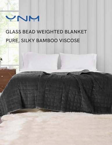 YnM Exclusive Weighted Blanket, Cooling Bamboo & Cozy Velvet Dual-Sided, Smallest Compartments with Glass Beads, Ideal for One Person of 190lbs on Queen/King Bed (60x80 Inches, 20 Pounds, Light Grey) - Image 3