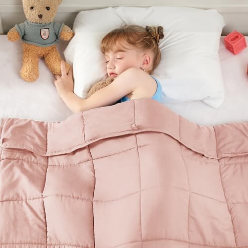 yescool Pink Weighted Blanket 5 Pounds Cooling Weighted Lap Blanket, Heavy Blanket for Sleeping, Weighted Throw Blanket Gifts for 40-60lbs, 36"x48" by yescool