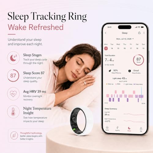 White Ceramic Smart Ring for Women, Health & Sleep Tracker, Size 9 - Image 3
