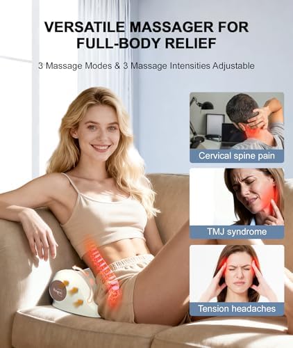 Neck Massager with Heat, Red Light & Vibration Adjustable, Heated Neck Stretcher with 3 Modes, Rechargeable Cervical Traction Device for Pain Relief & Muscle Relaxation, Gift for Women Men - Image 6