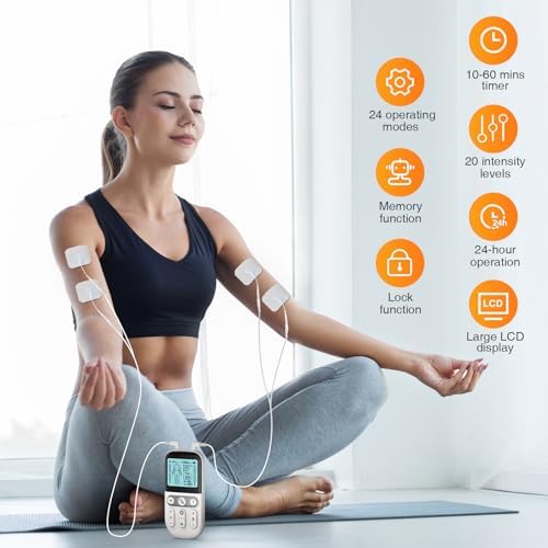 NURSAL TENS Unit Muscle Stimulator for Pain Relief Therapy, 3-in-1 Dual Channel TENS Machine with EVA Travel Case, 24 Modes EMS Muscle Stimulator for Back, Shoulder, Neck, Sciatica - Image 5