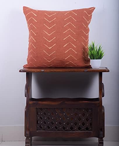 Trade Star Decorative Couch Throw Pillow Case Modern Handmade Bed Decor Cushioncase Authentic Square Pillowsham Indian Sofa Cushion Cover for Living Room Decor (Rust (Phoenix), 18 X 18 Inch) - Image 3