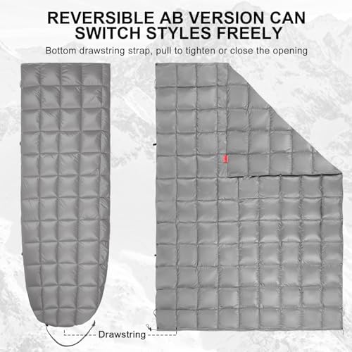 Down Camping Blanket - Lightweight, Packable, Warm & Puffy Outdoor Travel Quilt for Sleep, Hiking, Backpacking, Stadium, Festivals, Water-Resistant Sleeping Bag 55"x79" - Image 6