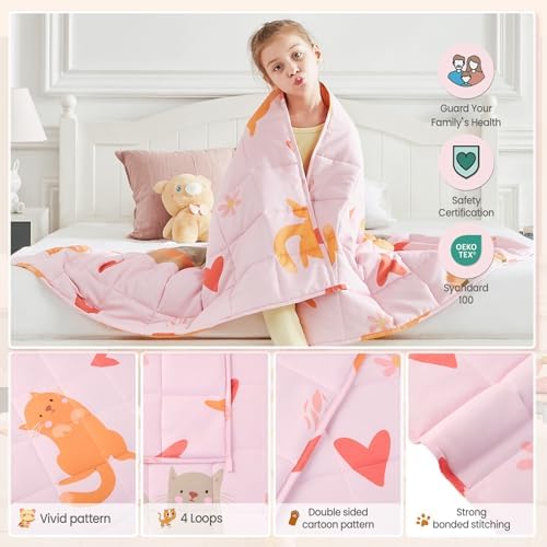 Weighted Blanket - 2 lbs Pink Cat Heavy Blanket, 19"x21", Small Size Breathable Lap Blanket - Image 5
