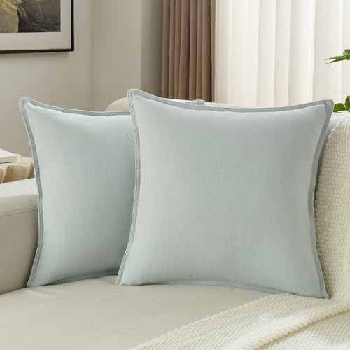 FUTEI Pack of 2 Chenille Throw Pillow Covers 26x26 Inch, Light Blue by FUTEI