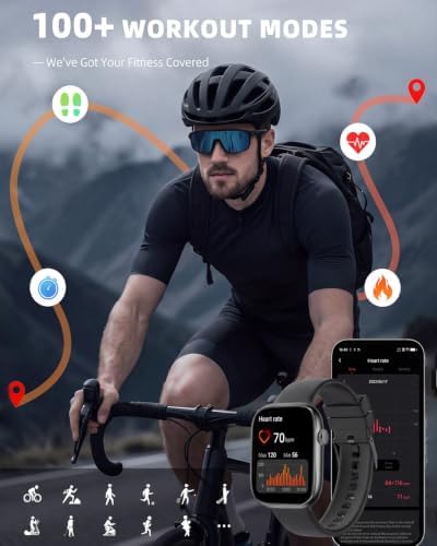 Smart Watch for Women Men, Fitness and Sleep Trackers with 1.83" HD Touchscreen, Bluetooth Calling Smartwatch for Android/iOS, IP67 Waterproof Multi-Sport Modes Pedometer, Jet Black - Image 4