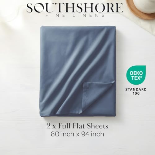 King Size Flat Sheets Only 112x102 King Size Top Sheet 2 Pack Coronet Blue - Image 2