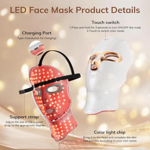 ONLUKY Red Light Therapy Mask USB-C Rechargeable LED Face Mask - Image 5
