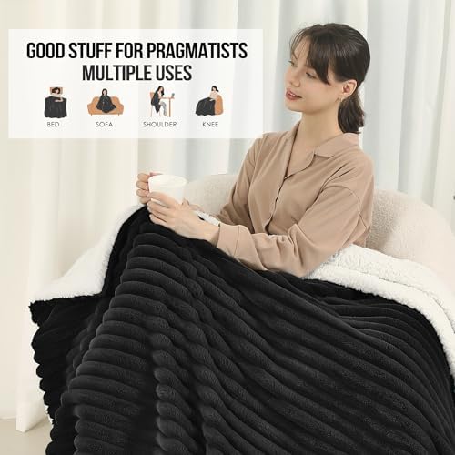Electric Throw Blanket, Super Cozy Luxury Faux Fur & Sherpa with 5 Heating Levels & 4 Hours Auto Off, Fast Heating & Overheat Protection, 50x60 Inch Heated Throw Choice of Gift, Charcoal - Image 5