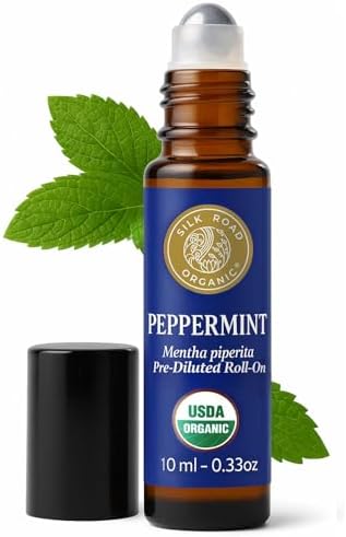 Silk Road Organic Peppermint Essential Oil Cooling Roll-On, USDA Certified by SILKROADORGANIC