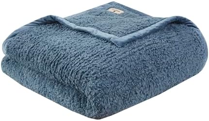 Woolrich Burlington Berber Blanket Super Soft, Cozy Lightweight Cover with Luxurious Velvet Binding, Modern Trendy All Season Bedspread Bedding-Set, King: 108x90, Blue by Unknown