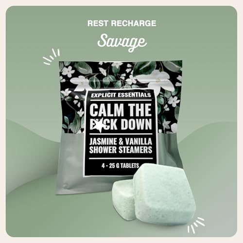 Explicit Essentials Calm The F Down Shower Steamers | Jasmine Vanilla Aromatherapy Shower Steamers for Relaxation & Stress Relief | Spa Shower Gift for Self-Care, Birthdays & Holidays - Image 3