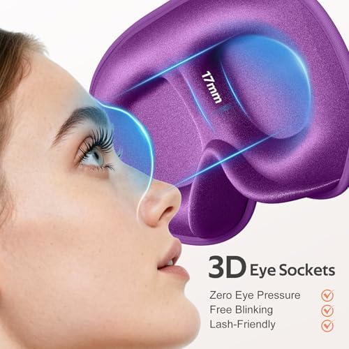 Vynix® Sleep Mask for Women Men - 100% Blackout Eye Masks for Sleep - 3D Soft Sleeping Mask for Side Sleepers - Zero Pressure Lash Extensions Eye Cover Shade for Airplane Travel Essentials, Purple - Image 3