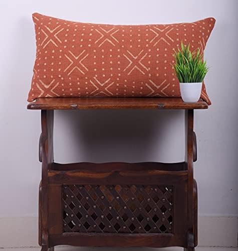 Trade Star Decorative Throw Pillow Handwoven Oblong Pillow Cover Case Mudcloth Modern Geometric Lumbar Pillow Cover Luxurious Couch Cushion Cover for Room Decor (Rust NOVA 12X24 INCHES) - Image 2