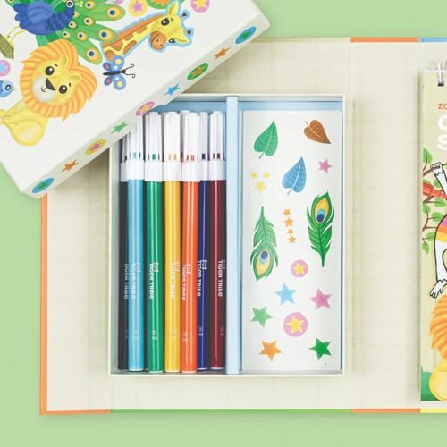 Tiger Tribe Zoo Coloring Set for Kids - Includes Stickers & Markers, Travel-Friendly Storage, Perfect Arts & Crafts Gift - Image 3