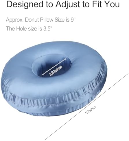 Washable Silky Satin Ear Piercing Pillow Cover, Removable Pillowcase Smooth Cooling Donut Pillow Case Hole for Ear Pain Relief CNH Sleeping Pressure Sore Side Sleepers Ear Guard Protector, Haze Blue - Image 6
