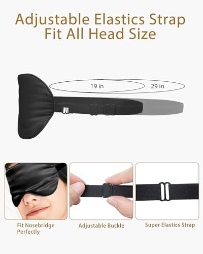 4 Pack Silk Sleep Mask, Blackout Eye Mask with Adjustable Strap - Image 2