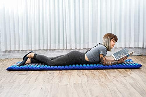 Leewadee - Foldable Floor Mattress - Japanese Roll Up Futon -Trifold Tatami Mat- Guest Floor Bed - Camping Mattress - Thai Massage Mat, Kapok Filled, 75 x 20 inches, Blue - Image 2