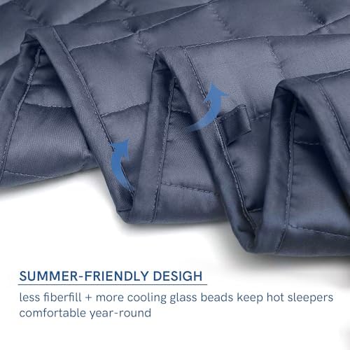 YnM Exclusive Cooling Weighted Blanket Natural Viscose Derived from Bamboo, Bed Blanket for Two Persons of 70~140lbs, Ideal for Queen/King/Ca King Bed (88x104 Inches, 15 Pounds, Blue Grey) - Image 5
