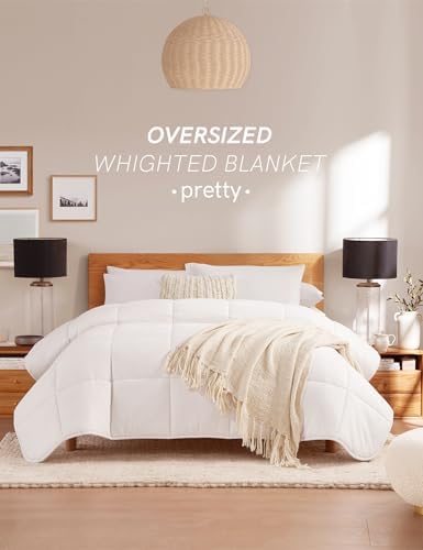 YnM Weighted Blanket Queen 15lbs, The Heavy Oversized Weighted Comforter, Warm & Fluffy Throw (White, 15lbs, 90" Lx90 W) - Image 3
