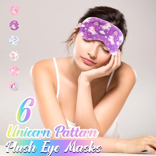 Cuffbow 6 Pack Fuzzy Sleep Masks Plush Eye Mask,Unicorn,Colorful - Image 4