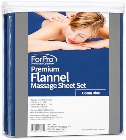 ForPro Premium Flannel 3-Piece Massage Sheet Set, Ocean Blue - Image 2