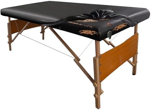PU Leather Massage Table Cover Protector Wipeable Massage Bed Cover Made of 4-Ways Elastic 100% Waterproof Material, Machine Washable, Fit Rectangular Tables 28-32" Wide (Black, 1Pcs) by WUSOUPU