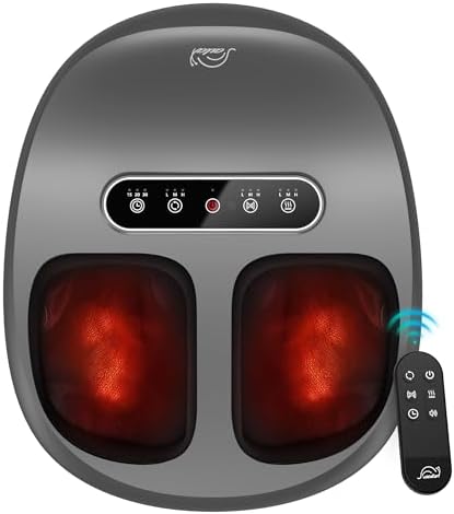 Snailax Foot Massager with Heat and Compression, Shiatsu Foot Massager for Neuropathy and Plantar Fasciitis, Deep Kneading, Rolling, Remote Control, Fits up to Size 14 by Snailax