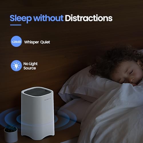 ROSEKM Small Air Purifiers for Home, Mini Air Purifier for Desktop, Bedroom, Office, Car, Room, Portable HEPA Air Purifier Air Cleaner for Smoke, Dust with Night Light - Image 4