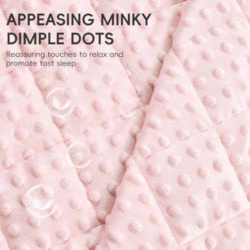 yescool Pink Weighted Blankets for Adults 12 lb, 60 * 80in Queen Size Weighted Blanket for Better Sleep, Minky Heavy Blanket for All Seasons - Image 7
