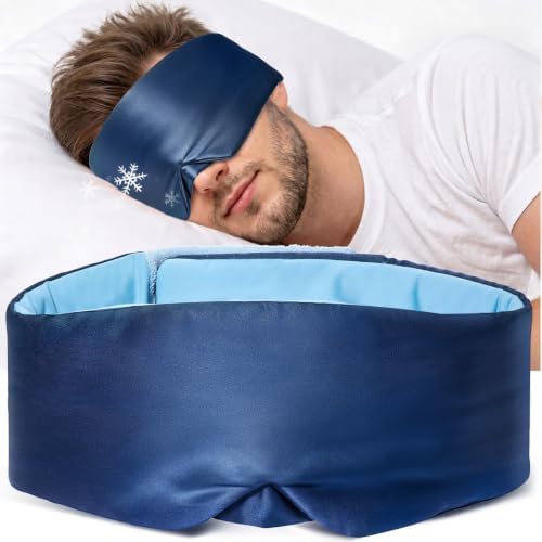 LitBear Sleep Mask for Women Men, Reversible Silk and Cooling Fabric, Blue by LitBear