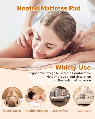 Massage Table Heating Pads Heated Massage Table Warmer 9 Heat Settings Professional SPA Bed Warmer (71" x 30"), Digital Heat Control Pad Electric Heating Pad, w/Overheat Protection White - Image 5