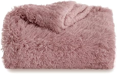 Bedsure Faux Fur Fluffy Sherpa Throw Blanket Couch Twin Dusty Pink 60"x80" - Image 7