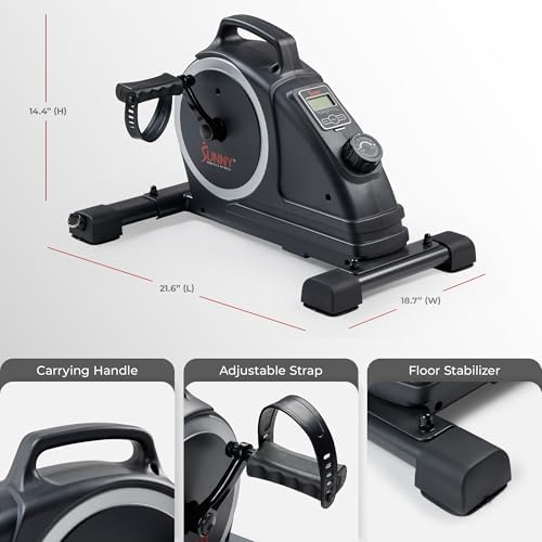 Sunny Health & Fitness 2-in-1 Smart Magnetic Pedal Exerciser, Compact Indoor Under-Desk Mini Exercise Bike for Full Body Cardio Workout and Physical Therapy, Free SunnyFit Training App Connection - Image 6