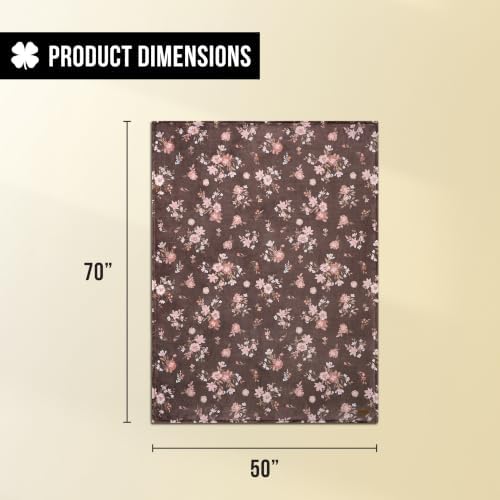 Lucky Brand Nina Floral Cocoa Plush Throw, Fondue Fudge, 50 x 70 in - Image 2