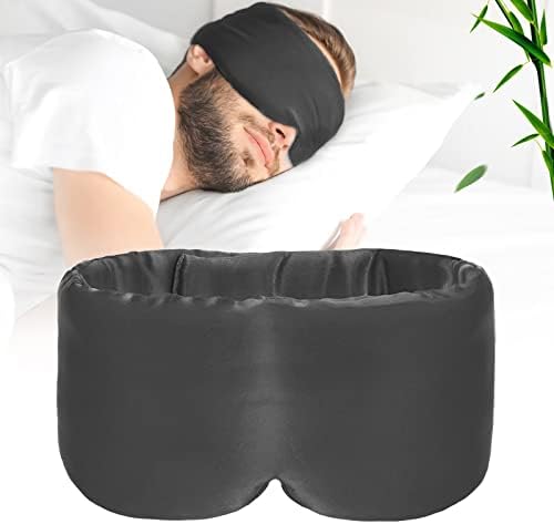 100% Handmade Bamboo Sleeping Eye Mask for Women for Men,Night Masks,Organic Sleep Mask,Blockout Eye Mask for Sleeping,Large Size Adjustable (1 PC, Dark Grey) by iCooBreeze