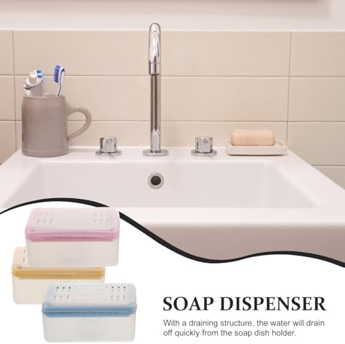 Lurrose 3pcs Multifunctional Laundry Soap Foaming Boxes with Rollers Sturdy Soap Dish for Bathroom Countertop for Home Use - Image 5