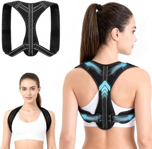 Posture Corrector for Men and Women, Adjustable Back Brace Straightener, Breathable Shoulder, Neck, Clavicle & Mid-Back Support, Relieve Slouching, Hunching, and Back Pain,One Size by BraceMundo