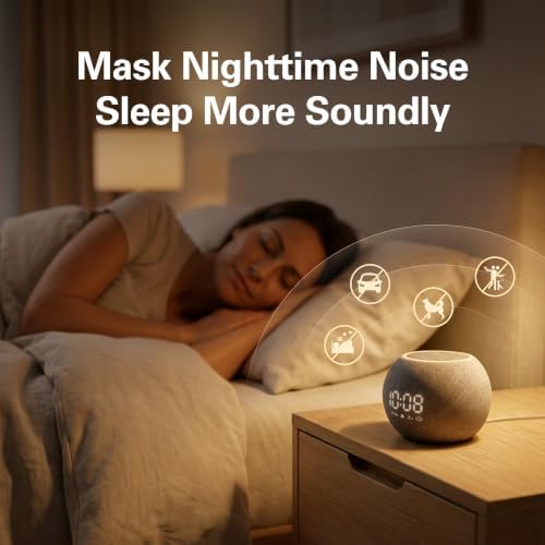 Zarler Sound Machine Alarm Clock for Bedroom, White Noise Machine Soothing Sounds for Sleep, Gentle Alarms for Wake Up, Dimmable Clock Display, Ambient Night Light, Plug in Bedside for Sleeping Adults - Image 3