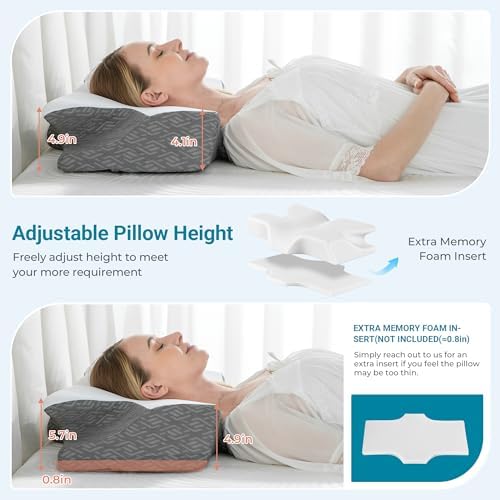 Elviros Cervical Neck Memory Foam Pillow with Removable Cooling Pillowcase - Image 4