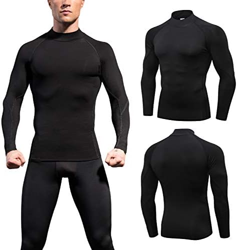 SPVISE Men's Compression Shirts Long Sleeve Mock Turtleneck Workout Tops - Image 2