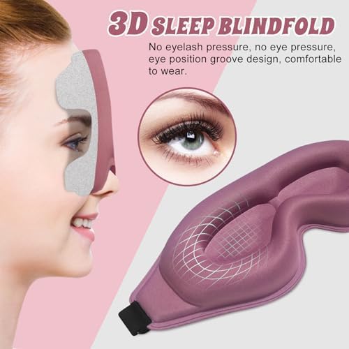 3D Advanced Eye Mask for Sleeping，Ultra Delicate Soft Skin Friendly Eye mask，100% Blackout Sleep Eye Mask for Sleep, Eyelash Extension Sleep mask (Blue+Pink) - Image 5