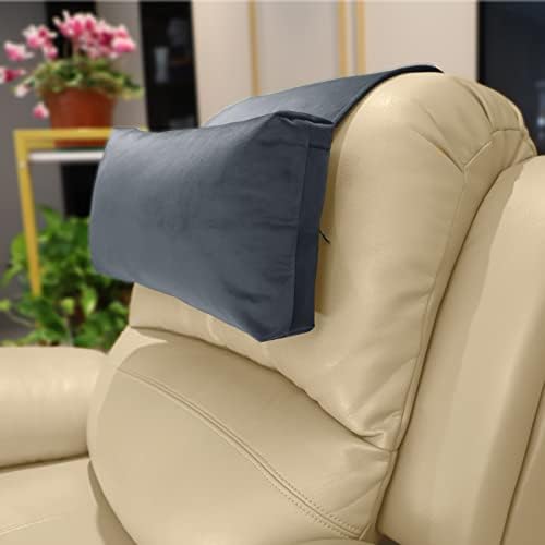Adjustable Headrest Pillow for Recliners and Armchairs - Non-Slip Velvet Cushion for Neck Support and Pain Relief (Gray) by AmazeCov