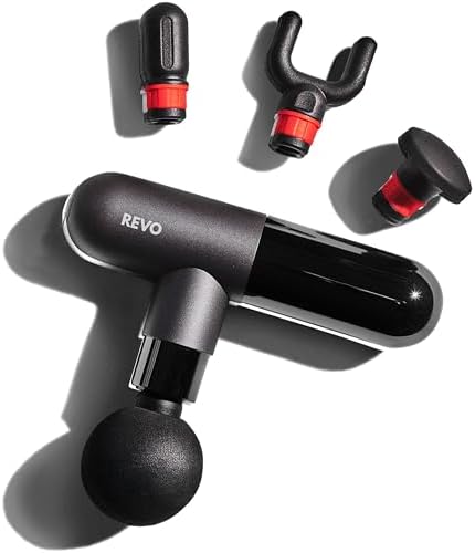 The Pill by REVO - Handheld Deep Tissue Electric Massage Gun with 4 Attachments - Powerful, Sleek, Ergonomic, Lightweight - Compact and Easy to Hold Percussion Muscle Massager by Revomadic